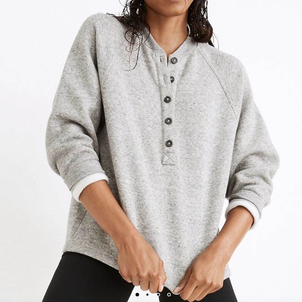 Madewell MWL Pullover Henley Sweatshirt